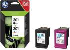 HP 301 Ink Cartridge Combo 2-Pack Black/Tri-color, N9J72AE