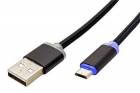 Roline USB 2.0 kabel, USB A(M) - microUSB B(M), 1m, svítící konektor