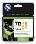 HP 712 3-Pack 29-ml Yellow DesignJet Ink Cartridge, 3ED79A