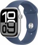 Apple Watch Series 10 42mm Stříbrný hliník s denimovým sportovním řemínkem - M/L