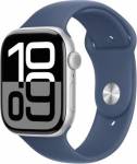 Apple Watch Series 10 46mm Stříbrný hliník s denimovým sportovním řemínkem - M/L